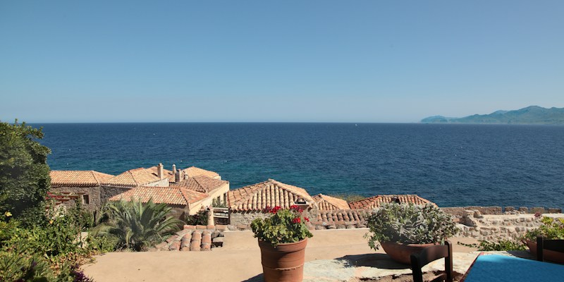 Terraced properties overlooking the ocean